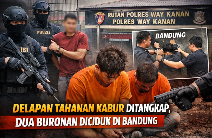 Operasi Tuntas, Seluruh Tahanan Kabur dari Polres Way Kanan Berhasil Ditangkap Polda Lampung